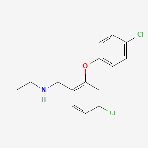 {[4-Chloro-2-(4-chlorophenoxy)phenyl]methyl}(ethyl)amine