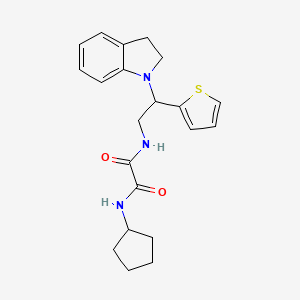 molecular formula C21H25N3O2S B2643798 N1-环戊基-N2-(2-(吲哚啉-1-基)-2-(噻吩-2-基)乙基)草酰胺 CAS No. 898424-03-8