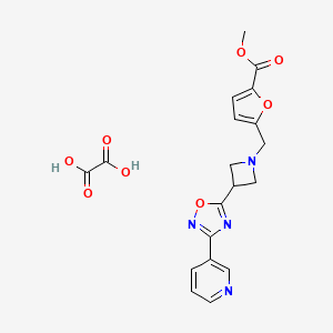 molecular formula C19H18N4O8 B2643808 Methyl 5-((3-(3-(pyridin-3-yl)-1,2,4-oxadiazol-5-yl)azetidin-1-yl)methyl)furan-2-carboxylate oxalate CAS No. 1351632-02-4