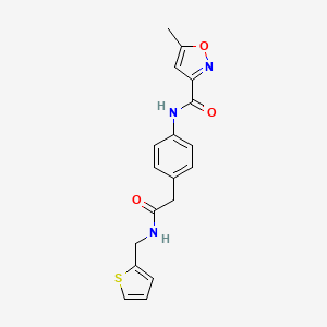 molecular formula C18H17N3O3S B2643809 5-methyl-N-(4-(2-oxo-2-((thiophen-2-ylmethyl)amino)ethyl)phenyl)isoxazole-3-carboxamide CAS No. 1207055-99-9