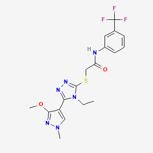 2-((4-ethyl-5-(3-methoxy-1-methyl-1H-pyrazol-4-yl)-4H-1,2,4-triazol-3-yl)thio)-N-(3-(trifluoromethyl)phenyl)acetamide