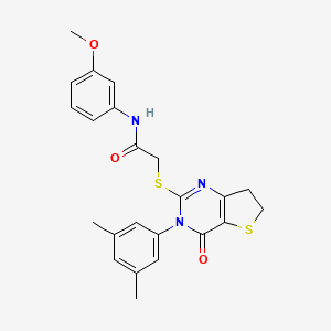 molecular formula C23H23N3O3S2 B2643821 2-((3-(3,5-二甲基苯基)-4-氧代-3,4,6,7-四氢噻吩并[3,2-d]嘧啶-2-基)硫代)-N-(3-甲氧基苯基)乙酰胺 CAS No. 877653-56-0