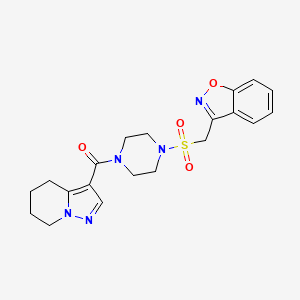 molecular formula C20H23N5O4S B2643835 (4-((Benzo[d]isoxazol-3-ylmethyl)sulfonyl)piperazin-1-yl)(4,5,6,7-tetrahydropyrazolo[1,5-a]pyridin-3-yl)methanone CAS No. 2034545-75-8