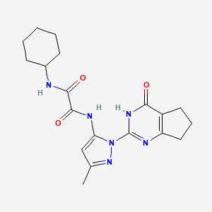 N1-cyclohexyl-N2-(3-methyl-1-(4-oxo-4,5,6,7-tetrahydro-3H-cyclopenta[d]pyrimidin-2-yl)-1H-pyrazol-5-yl)oxalamide