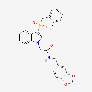 N-(benzo[d][1,3]dioxol-5-ylmethyl)-2-(3-((2-fluorobenzyl)sulfonyl)-1H-indol-1-yl)acetamide