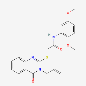molecular formula C21H21N3O4S B2643870 N-(2,5-dimethoxyphenyl)-2-(4-oxo-3-prop-2-enylquinazolin-2-yl)sulfanylacetamide CAS No. 701241-11-4