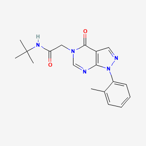 molecular formula C18H21N5O2 B2643875 N-叔丁基-2-[1-(2-甲基苯基)-4-氧代吡唑并[3,4-d]嘧啶-5-基]乙酰胺 CAS No. 895013-86-2
