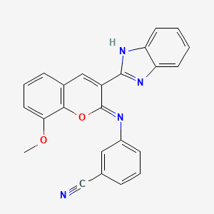 3-[[3-(1H-benzimidazol-2-yl)-8-methoxychromen-2-ylidene]amino]benzonitrile