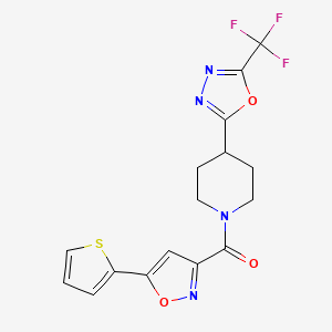 (5-(Thiophen-2-yl)isoxazol-3-yl)(4-(5-(trifluoromethyl)-1,3,4-oxadiazol-2-yl)piperidin-1-yl)methanone