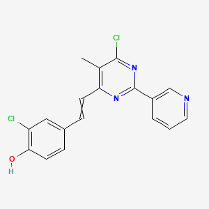 2-Chloro-4-{2-[6-chloro-5-methyl-2-(pyridin-3-yl)pyrimidin-4-yl]ethenyl}phenol