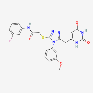 molecular formula C22H19FN6O4S B2643914 2-((5-((2,6-dioxo-1,2,3,6-tetrahydropyrimidin-4-yl)methyl)-4-(3-methoxyphenyl)-4H-1,2,4-triazol-3-yl)thio)-N-(3-fluorophenyl)acetamide CAS No. 852048-95-4