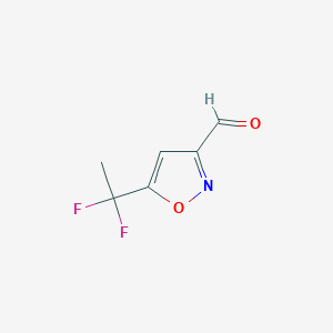 molecular formula C6H5F2NO2 B2643916 5-(1,1-二氟乙基)-1,2-恶唑-3-甲醛 CAS No. 2418708-88-8