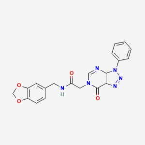 molecular formula C20H16N6O4 B2643948 N-(苯并[d][1,3]二氧杂环戊-5-基甲基)-2-(7-氧代-3-苯基-3H-[1,2,3]三唑并[4,5-d]嘧啶-6(7H)-基)乙酰胺 CAS No. 863018-66-0