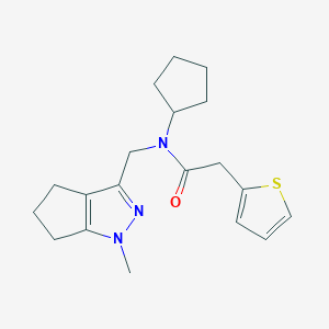 molecular formula C19H25N3OS B2643953 N-cyclopentyl-N-((1-methyl-1,4,5,6-tetrahydrocyclopenta[c]pyrazol-3-yl)methyl)-2-(thiophen-2-yl)acetamide CAS No. 2034365-31-4