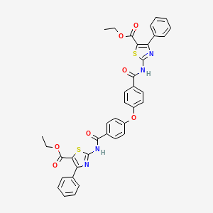 molecular formula C38H30N4O7S2 B2643957 Ethyl 2-[[4-[4-[(5-ethoxycarbonyl-4-phenyl-1,3-thiazol-2-yl)carbamoyl]phenoxy]benzoyl]amino]-4-phenyl-1,3-thiazole-5-carboxylate CAS No. 392251-66-0