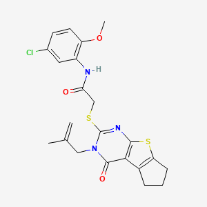 molecular formula C22H22ClN3O3S2 B2643958 N-(5-chloro-2-methoxyphenyl)-2-((3-(2-methylallyl)-4-oxo-4,5,6,7-tetrahydro-3H-cyclopenta[4,5]thieno[2,3-d]pyrimidin-2-yl)thio)acetamide CAS No. 701239-42-1