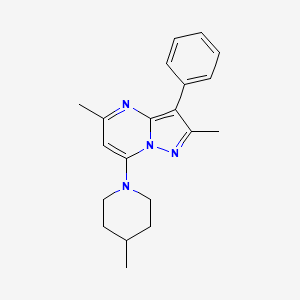 molecular formula C20H24N4 B2643963 2,5-二甲基-7-(4-甲基哌啶-1-基)-3-苯基吡唑并[1,5-a]嘧啶 CAS No. 877621-97-1