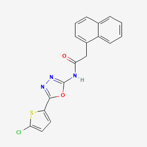 molecular formula C18H12ClN3O2S B2643968 N-[5-(5-chlorothiophen-2-yl)-1,3,4-oxadiazol-2-yl]-2-naphthalen-1-ylacetamide CAS No. 865543-72-2