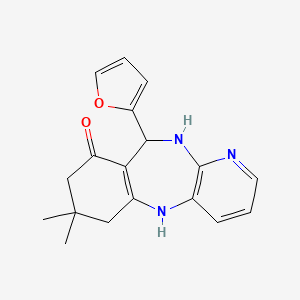 molecular formula C18H19N3O2 B2643983 10-(2-呋喃基)-7,7-二甲基-5,6,7,8,10,11-六氢-9H-吡啶并[3,2-b][1,4]苯并二氮杂卓-9-酮 CAS No. 851264-58-9