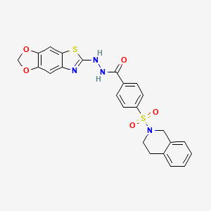 molecular formula C24H20N4O5S2 B2643986 N'-([1,3]二氧杂环[4',5':4,5]苯并[1,2-d]噻唑-6-基)-4-((3,4-二氢异喹啉-2(1H)-基)磺酰基)苯甲酰肼 CAS No. 851988-61-9