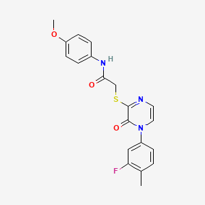 molecular formula C20H18FN3O3S B2644006 2-[4-(3-fluoro-4-methylphenyl)-3-oxopyrazin-2-yl]sulfanyl-N-(4-methoxyphenyl)acetamide CAS No. 900006-77-1