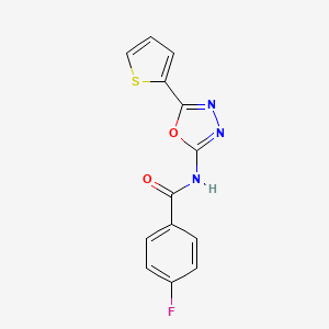 molecular formula C13H8FN3O2S B2644007 4-fluoro-N-[5-(thiophen-2-yl)-1,3,4-oxadiazol-2-yl]benzamide CAS No. 865287-68-9