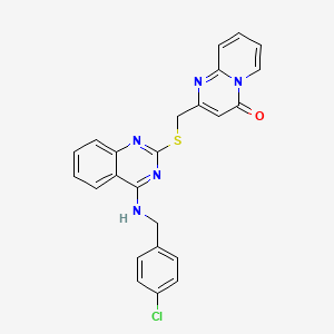 molecular formula C24H18ClN5OS B2644016 2-[[4-[(4-Chlorophenyl)methylamino]quinazolin-2-yl]sulfanylmethyl]pyrido[1,2-a]pyrimidin-4-one CAS No. 422532-03-4