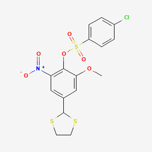 4-(1,3-Dithiolan-2-yl)-2-methoxy-6-nitrophenyl 4-chlorobenzenesulfonate