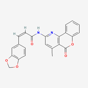 molecular formula C23H16N2O5 B2644028 (Z)-3-(苯并[d][1,3]二氧杂环-5-基)-N-(4-甲基-5-氧代-5H-色烯[4,3-b]吡啶-2-基)丙烯酰胺 CAS No. 851411-11-5