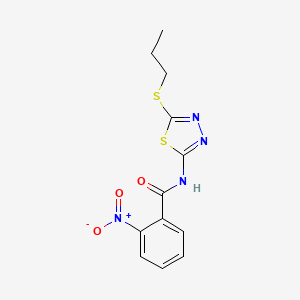 molecular formula C12H12N4O3S2 B2644037 2-硝基-N-(5-(丙硫基)-1,3,4-噻二唑-2-基)苯甲酰胺 CAS No. 393567-00-5