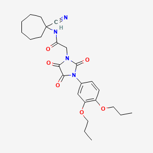 molecular formula C25H32N4O6 B2644038 N-(1-cyanocycloheptyl)-2-[3-(3,4-dipropoxyphenyl)-2,4,5-trioxoimidazolidin-1-yl]acetamide CAS No. 1119215-02-9