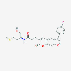 molecular formula C26H26FNO5S B264404 3-[3-(4-fluorophenyl)-5-methyl-7-oxo-7H-furo[3,2-g]chromen-6-yl]-N-[1-(hydroxymethyl)-3-(methylsulfanyl)propyl]propanamide 