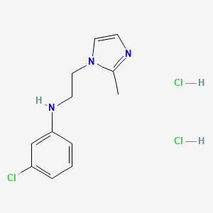 molecular formula C12H16Cl3N3 B2644084 3-chloro-N-[2-(2-methyl-1H-imidazol-1-yl)ethyl]aniline dihydrochloride CAS No. 1423026-23-6