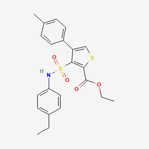 molecular formula C22H23NO4S2 B2644085 3-[(4-乙基苯基)磺酰氨基]-4-(4-甲基苯基)噻吩-2-羧酸乙酯 CAS No. 946322-65-2