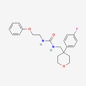 molecular formula C21H25FN2O3 B2644086 1-((4-(4-fluorophenyl)tetrahydro-2H-pyran-4-yl)methyl)-3-(2-phenoxyethyl)urea CAS No. 1396845-39-8