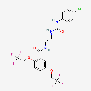 molecular formula C20H18ClF6N3O4 B2644096 N-(2-{[(4-chloroanilino)carbonyl]amino}ethyl)-2,5-bis(2,2,2-trifluoroethoxy)benzenecarboxamide CAS No. 338404-66-3