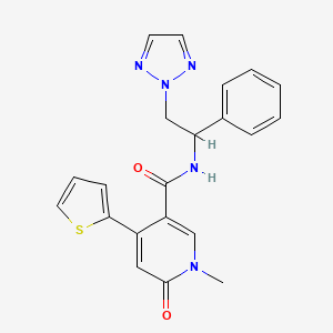 molecular formula C21H19N5O2S B2644097 1-methyl-6-oxo-N-(1-phenyl-2-(2H-1,2,3-triazol-2-yl)ethyl)-4-(thiophen-2-yl)-1,6-dihydropyridine-3-carboxamide CAS No. 2034253-59-1