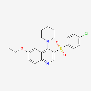 molecular formula C22H23ClN2O3S B2644099 3-[(4-Chlorophenyl)sulfonyl]-6-ethoxy-4-piperidin-1-ylquinoline CAS No. 895639-89-1