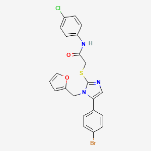 molecular formula C22H17BrClN3O2S B2644102 2-((5-(4-bromophenyl)-1-(furan-2-ylmethyl)-1H-imidazol-2-yl)thio)-N-(4-chlorophenyl)acetamide CAS No. 1207039-11-9