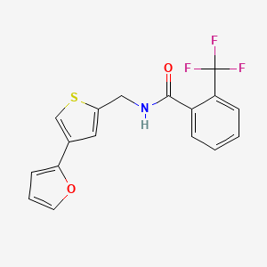 molecular formula C17H12F3NO2S B2644109 N-[[4-(Furan-2-yl)thiophen-2-yl]methyl]-2-(trifluoromethyl)benzamide CAS No. 2380011-02-7