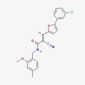 molecular formula C23H19ClN2O3 B2644112 (E)-3-(5-(3-chlorophenyl)furan-2-yl)-2-cyano-N-(2-methoxy-4-methylbenzyl)acrylamide CAS No. 850902-92-0