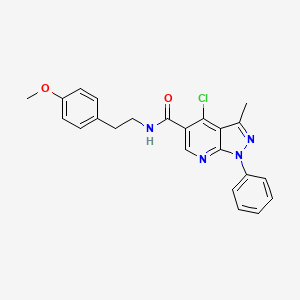 molecular formula C23H21ClN4O2 B2644122 4-氯-N-(4-甲氧基苯乙基)-3-甲基-1-苯基-1H-吡唑并[3,4-b]吡啶-5-甲酰胺 CAS No. 899952-93-3