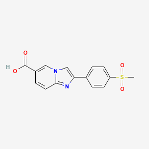 molecular formula C15H12N2O4S B2644124 2-[4-(Methylsulfonyl)phenyl]imidazo[1,2-a]pyridine-6-carboxylic acid CAS No. 866051-23-2