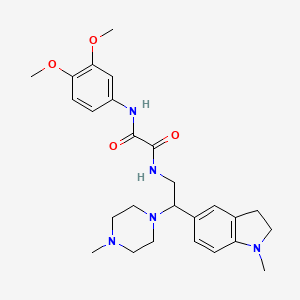 molecular formula C26H35N5O4 B2644128 N1-(3,4-dimethoxyphenyl)-N2-(2-(1-methylindolin-5-yl)-2-(4-methylpiperazin-1-yl)ethyl)oxalamide CAS No. 922068-54-0