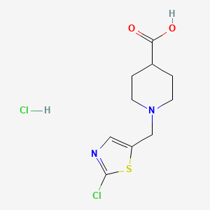 molecular formula C10H14Cl2N2O2S B2644133 1-[(2-chloro-1,3-thiazol-5-yl)methyl]piperidine-4-carboxylic Acid Hydrochloride CAS No. 1052404-18-8
