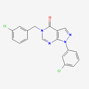 molecular formula C18H12Cl2N4O B2644158 1-(3-Chlorophenyl)-5-[(3-chlorophenyl)methyl]pyrazolo[3,4-d]pyrimidin-4-one CAS No. 895020-53-8