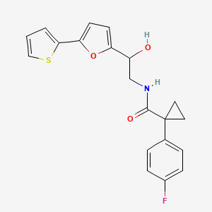 molecular formula C20H18FNO3S B2644159 1-(4-Fluorophenyl)-N-[2-hydroxy-2-(5-thiophen-2-ylfuran-2-yl)ethyl]cyclopropane-1-carboxamide CAS No. 2310144-83-1
