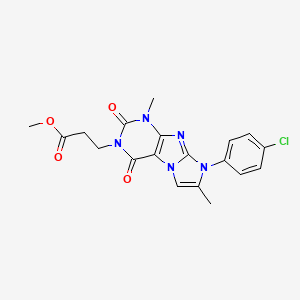 molecular formula C19H18ClN5O4 B2644160 Methyl 3-[6-(4-chlorophenyl)-4,7-dimethyl-1,3-dioxopurino[7,8-a]imidazol-2-yl]propanoate CAS No. 896069-83-3