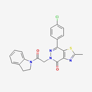 molecular formula C22H17ClN4O2S B2644162 7-(4-氯苯基)-5-(2-(吲哚啉-1-基)-2-氧代乙基)-2-甲基噻唑并[4,5-d]嘧啶-4(5H)-酮 CAS No. 941942-72-9