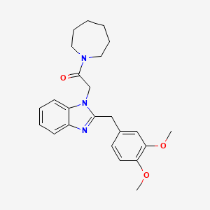 molecular formula C24H29N3O3 B2644166 1-(azepan-1-yl)-2-{2-[(3,4-dimethoxyphenyl)methyl]-1H-1,3-benzodiazol-1-yl}ethan-1-one CAS No. 906186-57-0